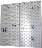 Wall Control Kitchen Pegboard Organizer Pots and Pans Storage Rack Organization Kit with Grey Pegboard and Black Accessories