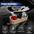 Car Cup Holder, Auto Front Seat Organizer, Multifunctional Cup Drink Holders with PU Leather Cover, Gap Filler Storage Box Coin Bucket Console Side Pocket Cell Mobile Phone Holder (Beige)