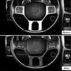 CheroCar for Dodge RAM Steering Wheel Cover Trim Interior Decoration Accessories for 2010-2017 Dodge RAM (Carbon Fiber)