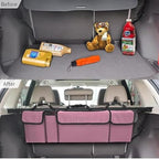 Car Trunk Organizer, Backseat Hanging Large Storage with Adjustable Straps,Waterproof PVC Collapsible Cargo Bag, Car Interior