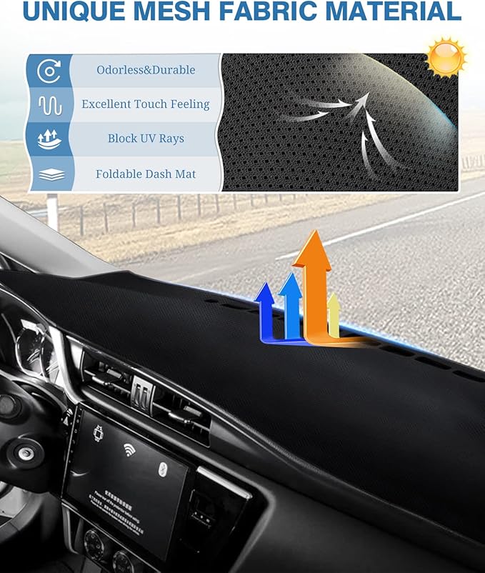 FIILINES Dash Cover for 2014-2018 Toyota Corolla, Dashboard Mat Accessories Dash Cover Sunshade Nonslip Mesh Protector No Gla