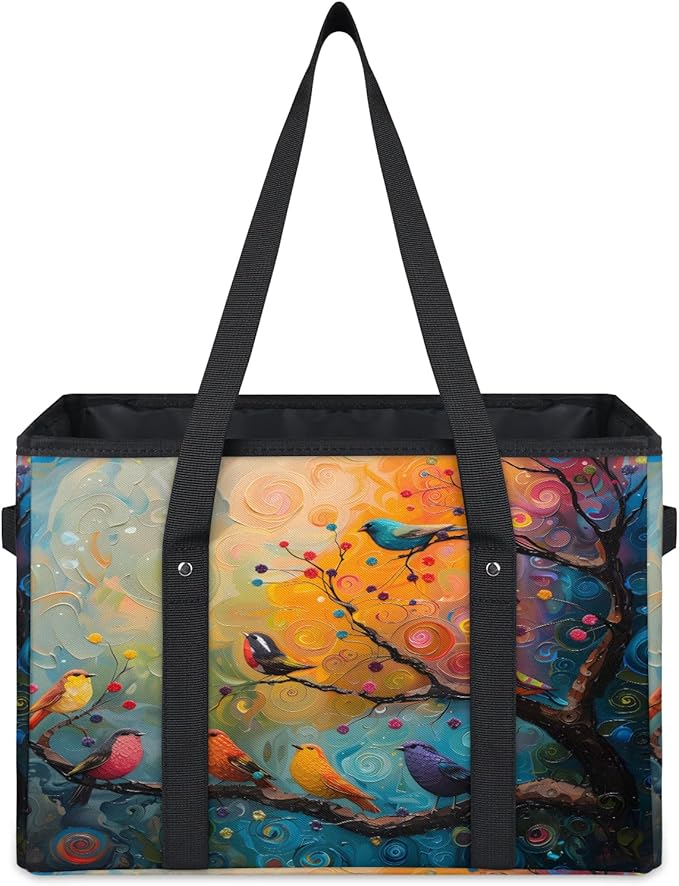 Reusable Grocery Bag, Foldable Large Shopping Tote Bag for Groceries Kitchen Picnic Car Trunk