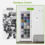 Unjumbly Baseball Hat Rack, 27 Pocket Over-The-Door Hat Organizer with Clear Deep Pockets to Display Baseball Caps Collection
