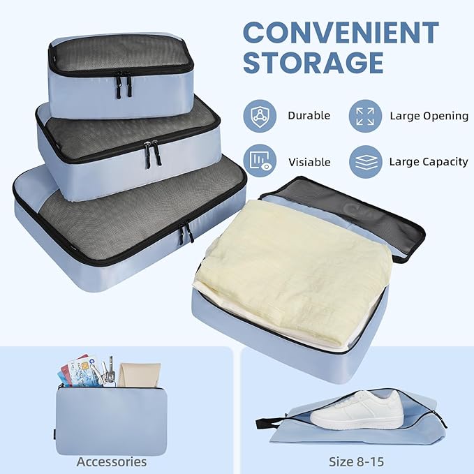 BAGAIL 8 Set/9 Set Packing Cubes Luggage Packing Organizer for Travel, Suitcase Packing Bags for Travel Accessories