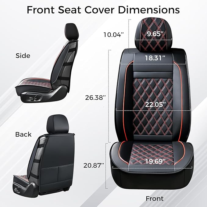 Huidasource Car Seat Covers for Front Seat, Car Seat Cushion Waterproof, Full-Cover Faux Leather Car Seat Cover Protector Uni