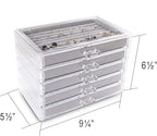 Frebeauty Extra Large Acrylic Jewelry Box for Women 5 Layers Clear Jewelry Organizer Velvet Earring Box with 5 Drawers Rings 