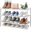 viewcare White Shoe Rack, 3-Tier Bamboo Wood Shoe Rack for Closet, Entryway & Hallway, and Stackable Shoe Shelf Storage Organ