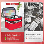 Mancro Dual Layers Medicine Organizer Bag, Pill Bottle Organizer Storage with Lockable Zipper, Medication Travel Bag for Pill