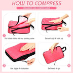 5 Pack Compression Packing Cubes for Travel Space Saving Cubes Luggage Organizer for Suitcase(Pink,M)