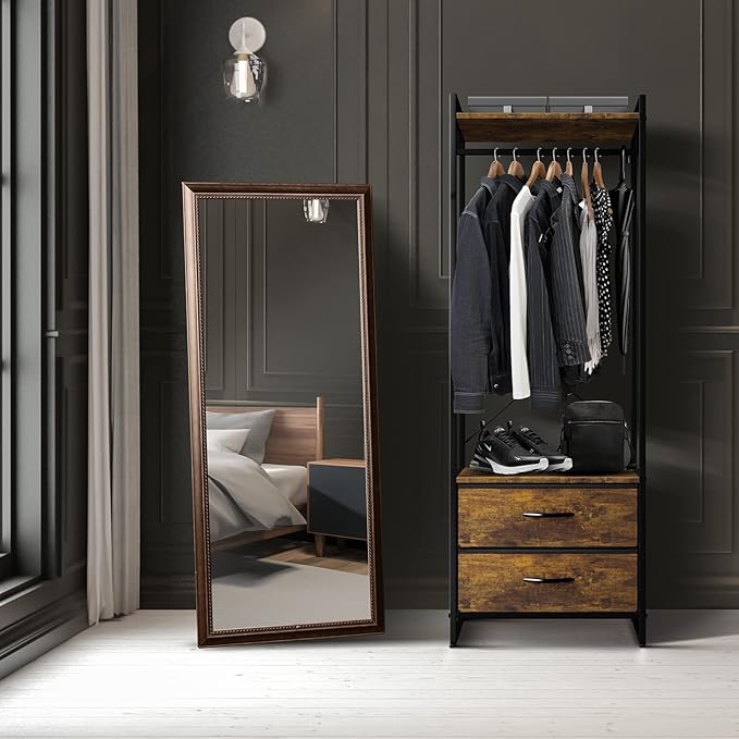 Sorbus Clothing Rack with Drawers - Clothes Stand Dresser - Wood Top, Steel Frame, & Fabric Drawers - Tall Closet Storage Org