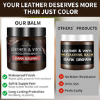 Leather Recoloring Balm and Scratch Repair Kit, Dark Brown Leather Restorer for Couches, Furniture, Car Seats, Leather Paint 