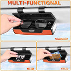 Car Sunglasses Holder for Sun Visor, Button Leather Eyeglass Hanger and Interior Storage Box