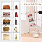 Freebat Stackable Storage Bins,Clear Acrylic Display Case, Acrylic Boxes with Lids, Stackable Storage for Handbags & Purse, M