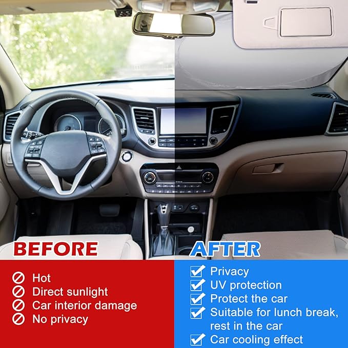 Moukeren 6 Pieces Car Windshield Sunshade Cover Set Car Window Sun Shades UV Rays Sun Visor Protector Auto Windshield Sunshades Cover for Van SUV Truck(Star)