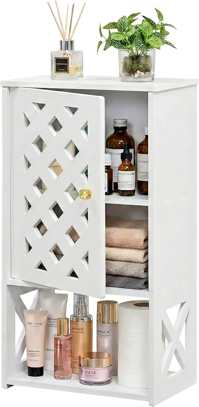 Wall Bathroom Cabinet Over The Toilet, Small White Medicine Cabinet with Shelves, Space-Saving Storage Organizer for Bathroom