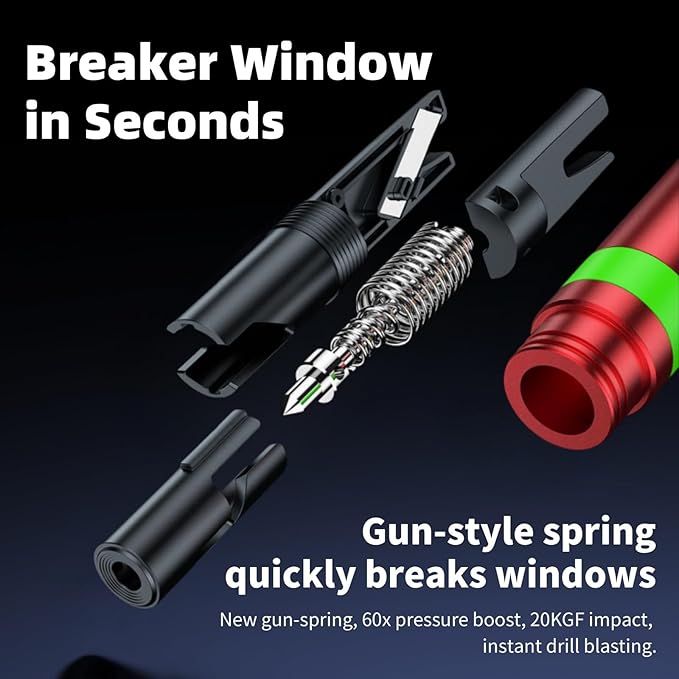 Car Window Breaker and Seatbelt Cutter Keychain,2 in 1 Safe Hammer Glass Break Underwater,Safety Automotive Emergency Escape 