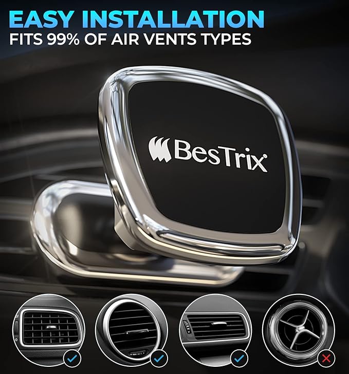 Bestrix Magnetic Phone Car Mount Magnetic Car Cell Phone Holder | Magnet Car Phone Holder Compatible with All Smartphones