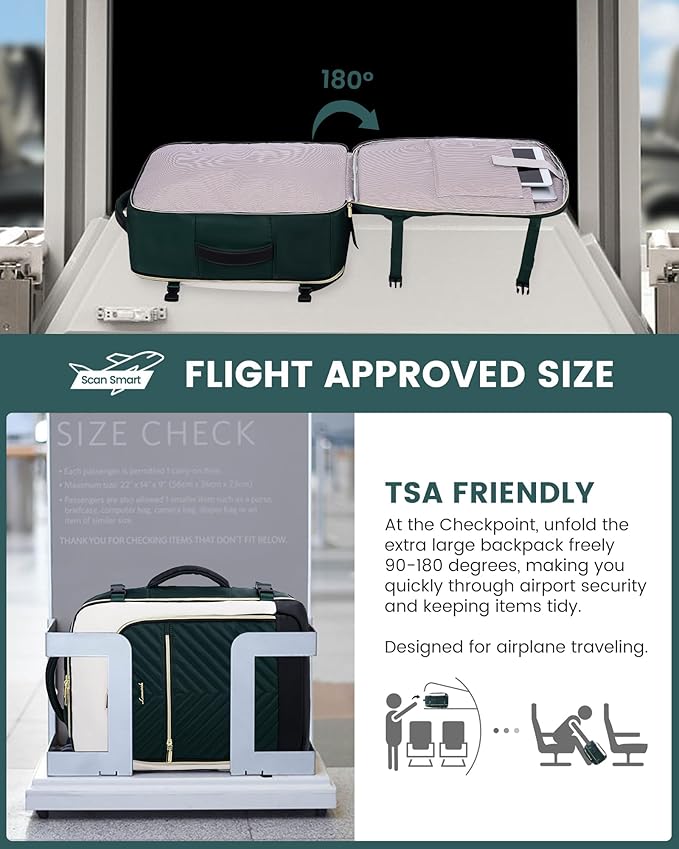 LOVEVOOK Large Travel Backpack for Women, TSA Carry on Backpack for Airplanes, 40L Personal Item Travel Bag for Women fits 17