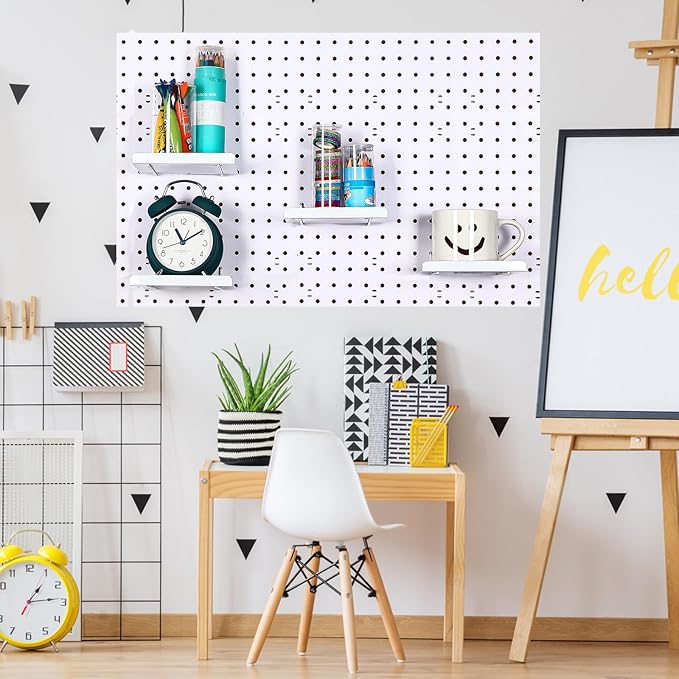 Beeveer 4 Pcs Pegboard Shelves Wall Organizer Brackets Pegboard Steel Tray Accessories Organizing Tools for Craft Garage Nurs