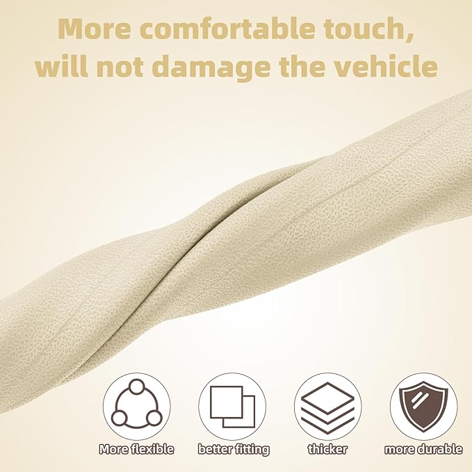 2pcs Car Seat Gap Filler, No Drop Guard Universal Gap Organizer Between Seat and Console Prevents Phone Keys Cards Falling (Beige)