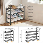 Detsuk 4-Tier Expandable Shoe Rack – Adjustable Metal Shoe Organizer for Closet, Entryway & Mudroom – Stackable, Heavy-Duty S