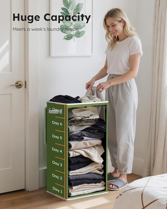 SOLEDI Laundry Hamper with Lid 100L Large & Tall Collapsible Laundry Basket, Clothes Hamper with Bag Removable Easy to Carry,