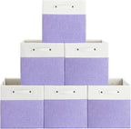 FinishingBo 13 x 13 Inch Fine Linen Storage Bins with Handles，Fabric Cube Boxs，Basket Organizers for Shelves for Home, Closet