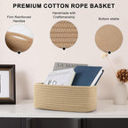 OIASKET 4 Pack Small Storage Shelf Baskets for Organizing, Mini Woven Rope Storage Bins for Towels, Cute Decorative Closet Or
