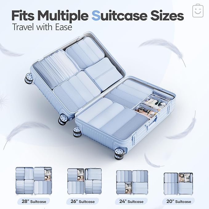 Veken 9/11 Set Compression Packing Cubes for Travel Essentials,Compressible Expandable Large Luggage Suitcase Organizer Bags 