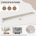 72 Inch Floating Shelves, 8 Inch Deep Floating Shelves for Wall, Hanging Shelf with Invisible Brackets, Deep Shelves for Bath