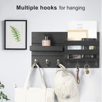 Lwenki Mail Organizer for Wall Mount – Key Holder with Shelf Includes Letter Holder and Hooks for Coats, Dog Leashes – Rustic