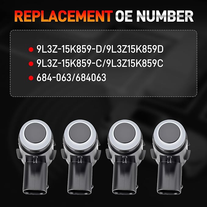 4PCS Parking Assist Sensor Compatible with 2009-2014 Ford F-150 & 2010-2014 Lincoln Mark LT, Replaces# 9L3Z-15K859-D, Rear PDC Reverse Backup Parking Aid Assist Sensor