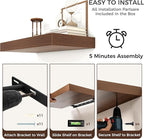 Floating Shelves for Wall, 48 Inch Wide x 12 Inch Deep Floating Shelves, Long Wood Floating Wall Shelf Shelves for Living Roo