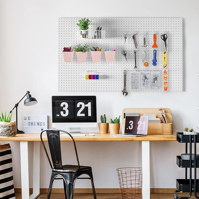 G.CORE Peg Board Organizer 21 Pack, Pegboard Accessories with Baskets Cups Hooks - 1/8" & 1/4" Peg Board Wall Tool Organizers