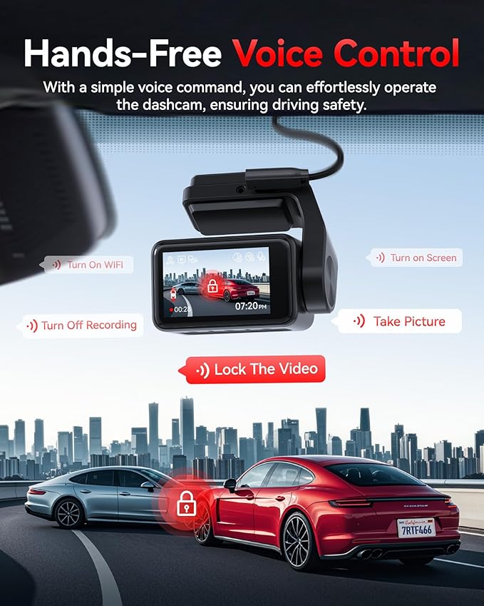 REDTIGER F4 Pro 4K Mini Dash Cam Front and Rear, STARVIS 2 Night Vision, 128GB Card Included, 5.8GHz WiFi 6 Instant Export, 2
