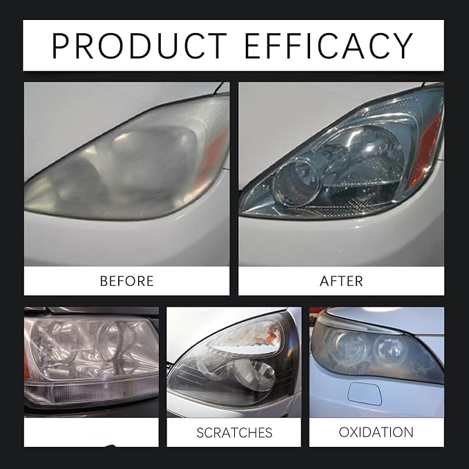 Headlight Cleaner, Headlight Restoration Kit, Automotive Headlamp Restoration Fluid Kit, Q4 Headlight Restoration, for All Ve