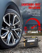 R8 Tire Inflator Portable Air Compressor, DC 12V Portable Air Compressor with Large Dual Digital Screen, 3X Faster Inflation Portable Air Pump for Car Tires, Bike, Motor - Car Accessories