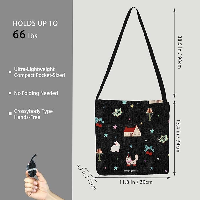 BeeGreen Reusable Grocery Shopping Bag -Travel Tote Bag - Foldable Compact Sturdy Bags