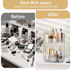 MOKANI 360 Rotating Makeup Organizer for Vanity, 2 Tier Adjustable Perfume Organizer for Dresser, Multi-Function Spinning Cos