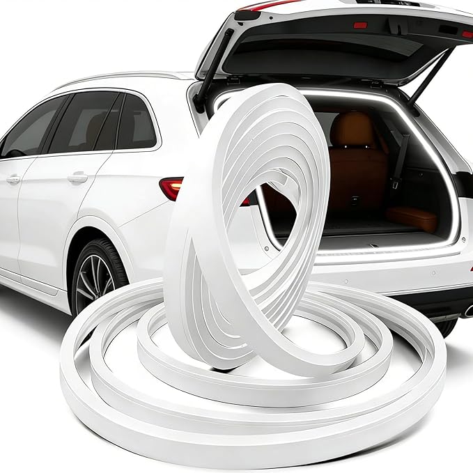 DIBMS 177" Magnetic Induction Dynamic Flowing LED Car Trunk Light Strip, Universal Flexible IP65 Waterproof Cuttable Silicone 12V Interior Ambient Lighting for Cars SUVs Vans White