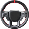 Belinous Leather Steering Wheel Cover Lace Up, Hand-Stitch on Wrap, Steering Wrap Compatible with Ford F-150 F250 King Ranch/Lariat/XL/XLT/Limited/Platinum/Police Responder 2015-2020 (Red)