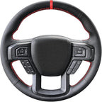 Belinous Leather Steering Wheel Cover Lace Up, Hand-Stitch on Wrap, Steering Wrap Compatible with Ford F-150 F250 King Ranch/Lariat/XL/XLT/Limited/Platinum/Police Responder 2015-2020 (Red)