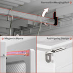 HOMCOM Portable Wardrobe Closet, Folding Clothes Storage Organizer with 3 Cube Compartments, Hanging Rod, 4 Magnet Doors, Whi