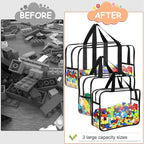 6 Packs Toy Storage Bags with Labels, Reusable Clear PVC Board Game Storage, Travel Waterproof Organizer Bags with Zipper Lar