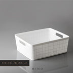 BINO | Woven Plastic Basket | Medium (White), 4-Pack | THE JUTE COLLECTION | Home Organization, Space - Saving Storage, Styli