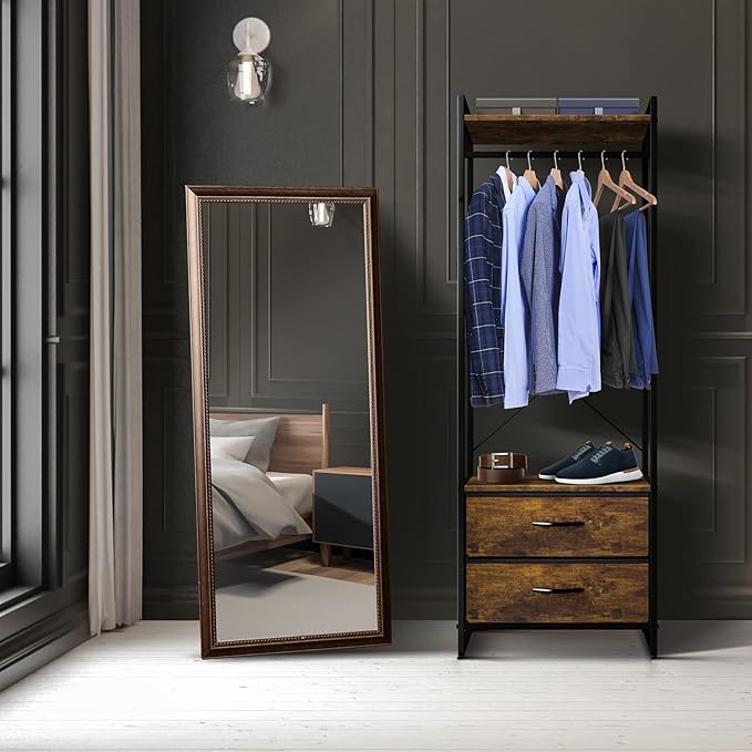 Sorbus Clothing Rack with Drawers - Clothes Stand Dresser - Wood Top, Steel Frame, & Fabric Drawers - Tall Closet Storage Org