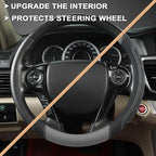 GIANT PANDA Microfiber Leather Steering Wheel Cover for Honda Accord,Civic,CR-V,HR-V,Pilot(Black+Gray-Standard Size)