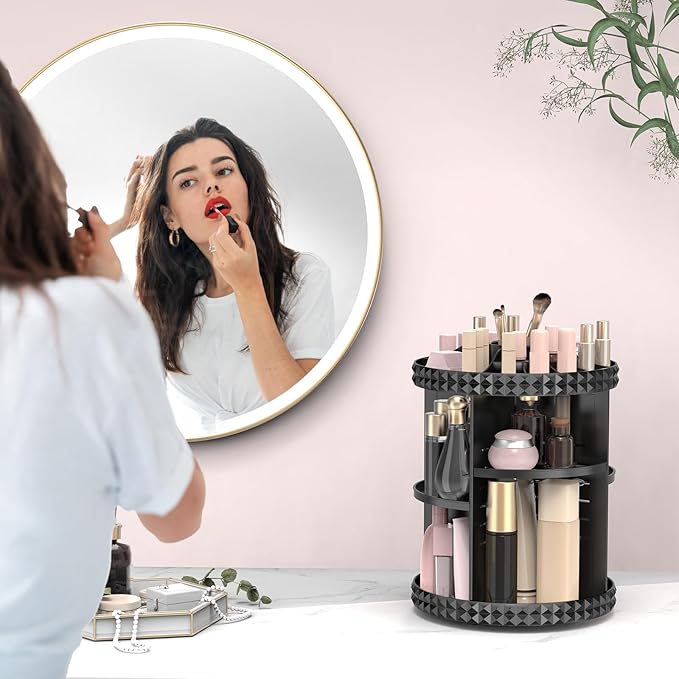 Rotating Makeup Organizer, 360° Spinning Skincare Organizers, Adjustable Layer Cosmetic Storage Lazy Susan Makeup Organizers 