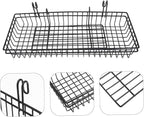 2pcs Metal Wire Wall Mount Baskets Grid Wall Storage Basket for Office Kitchen Bathroom