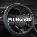 West Llama Customized Auto Car Steering Wheel Cover for Honda Civic, CR-Z, Insight, S2000, 14" - 14.25" (Diamond Quilted-Blac